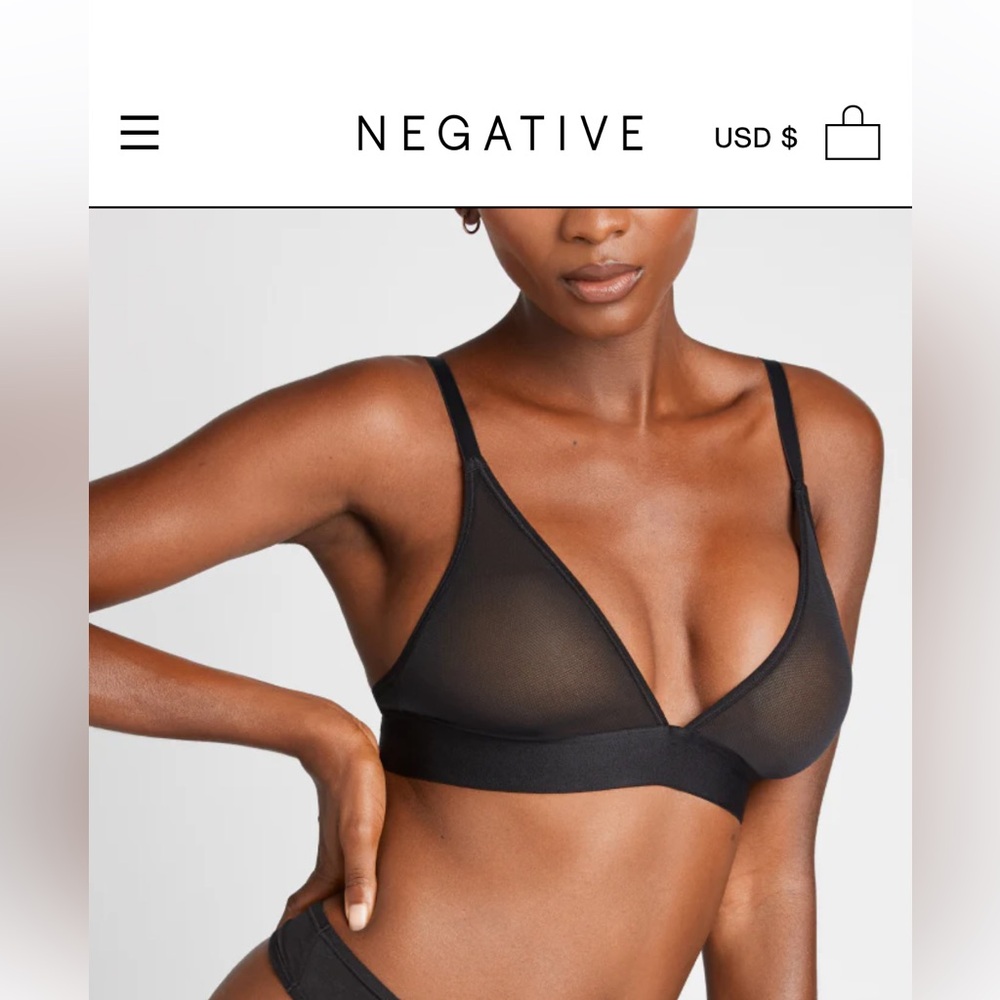 Negative Underwear Sieve Triangle Bra - Black, Size 2